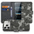 Apple iPhone 17 Pro Max Portemonnee Hoesje Army Light Camouflage TPU boekhoes camouflage grijs groen vooraanzicht