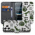 Apple iPhone 17 Pro Portemonnee Hoesje Met Pasjes Dino Print PU Leer dino print voorkant en binnenkant