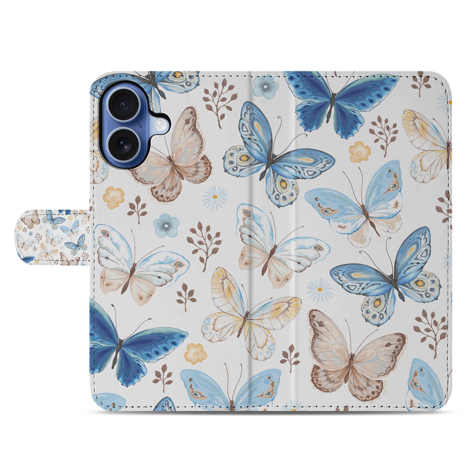 Apple iPhone 17 Vlinder Wallet Hoesje Met 3 Pasjes PU Leder vlinder design voorzijde