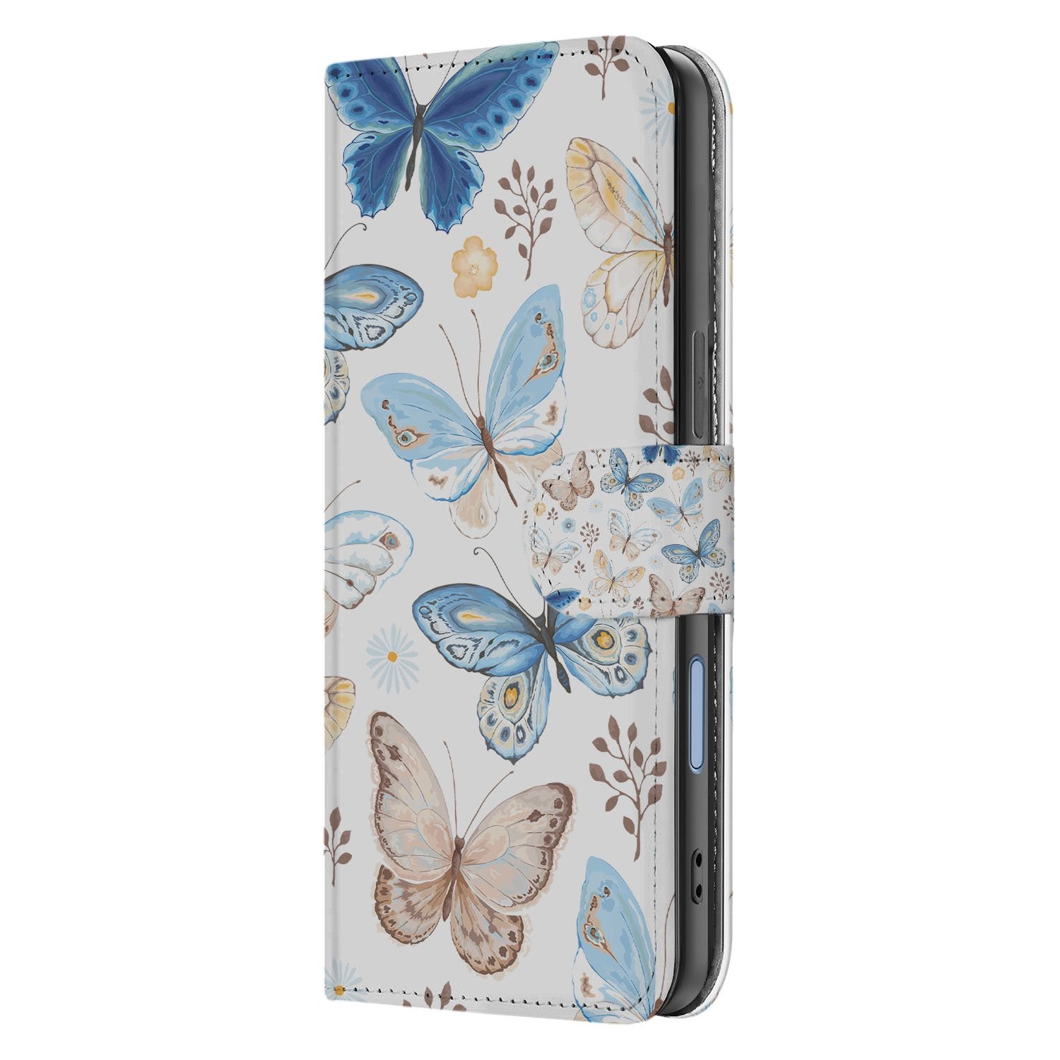 Apple iPhone 17 Vlinder Wallet Hoesje Met 3 Pasjes PU Leder vlinder patroon zijkant