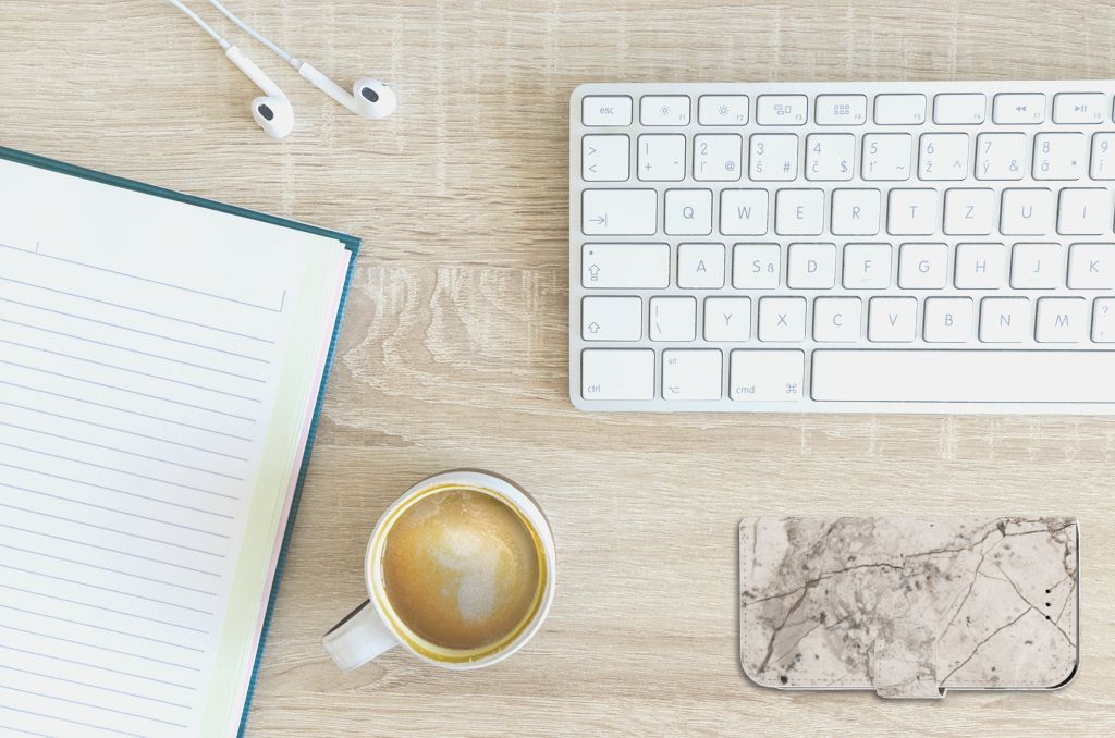 Apple iPhone 6 | 6s Bookcase Marmer Beige design marmer aanzicht