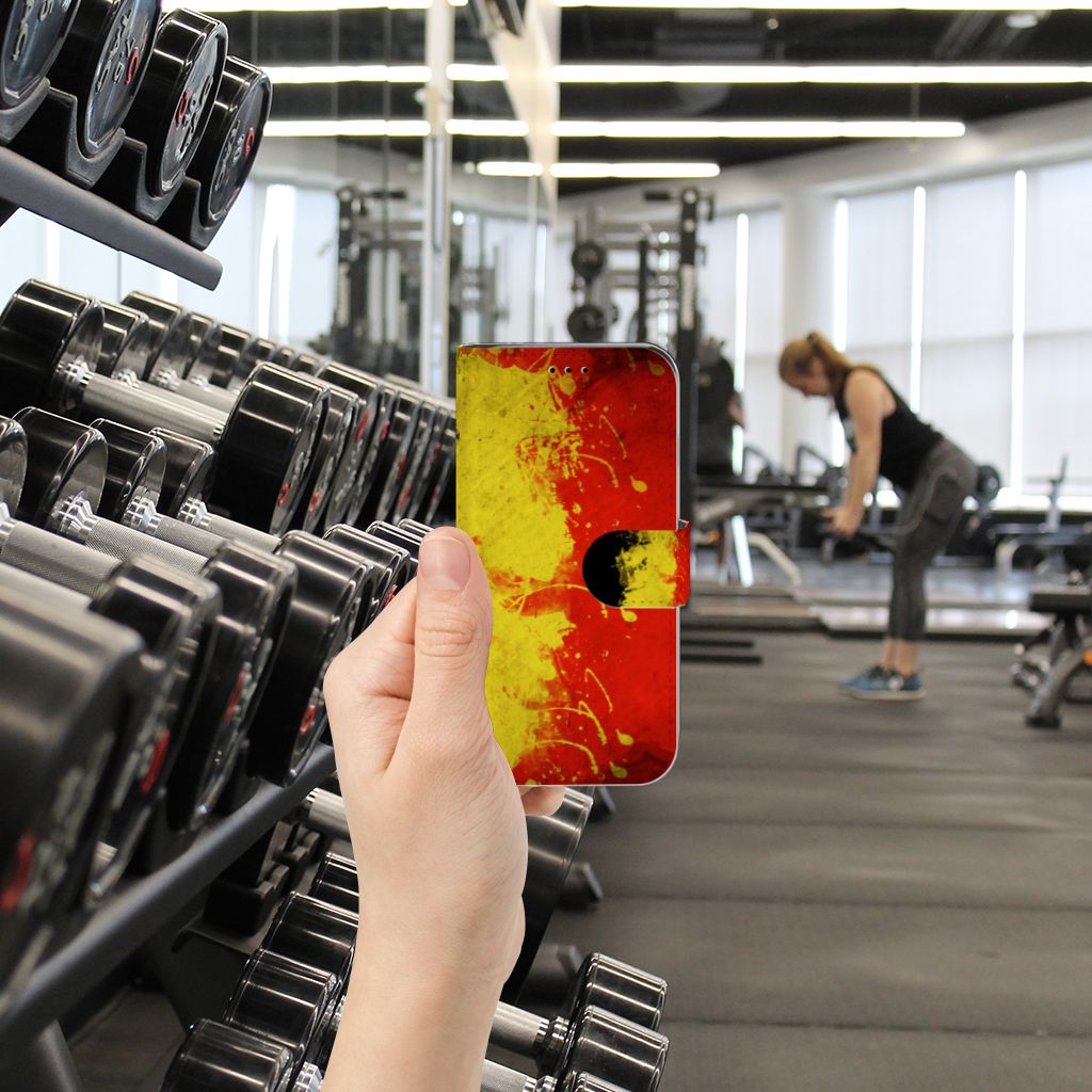 Apple iPhone X | Xs Bookstyle Case België design geel rood aanzicht