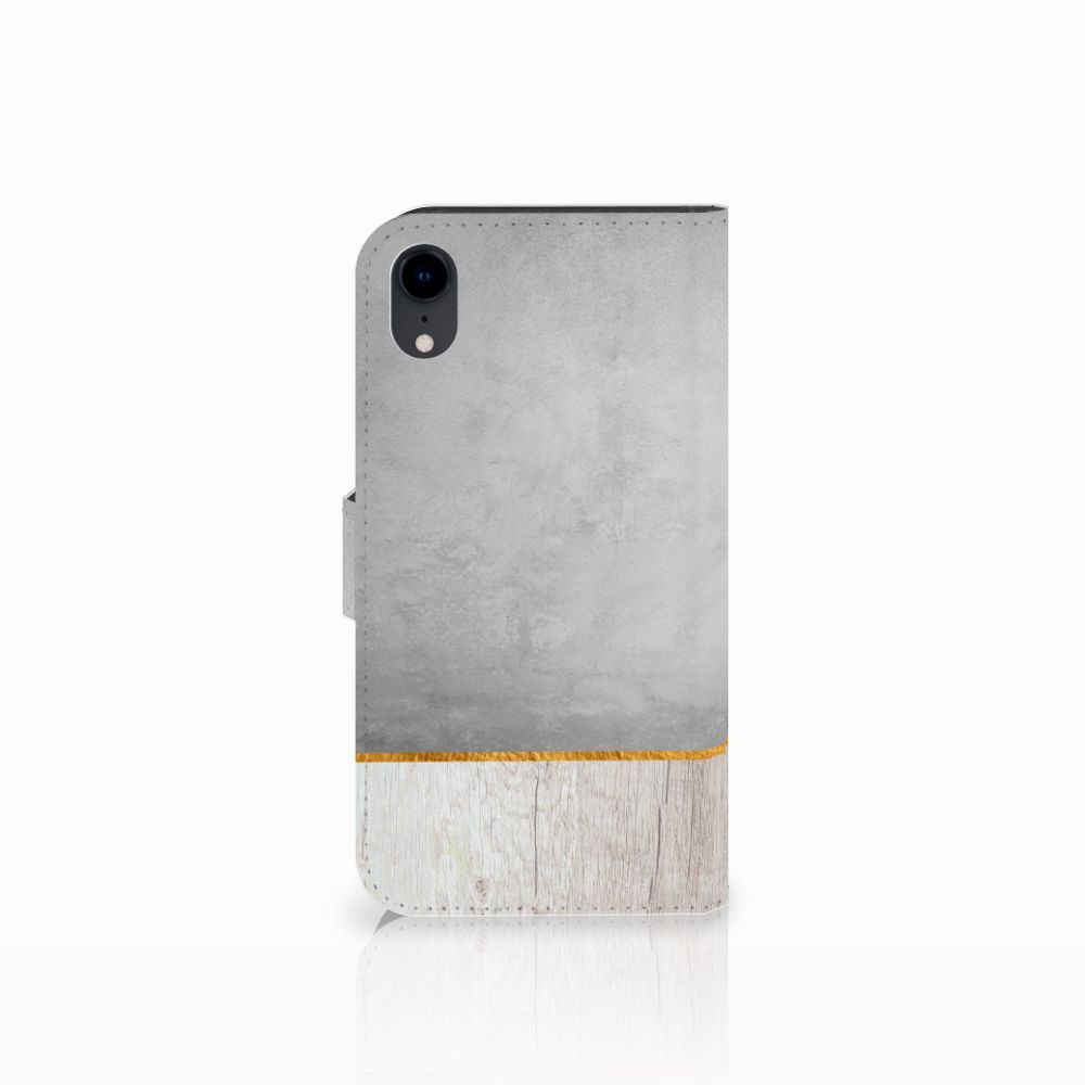 Apple iPhone Xr Book Style Case Wood Concrete B2Ctelecom