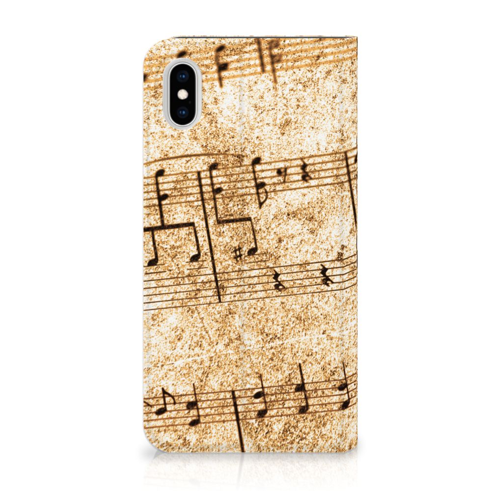 Apple iPhone Xs Max Stand Case Bladmuziek met een vintage bladmuziek ontwerp.