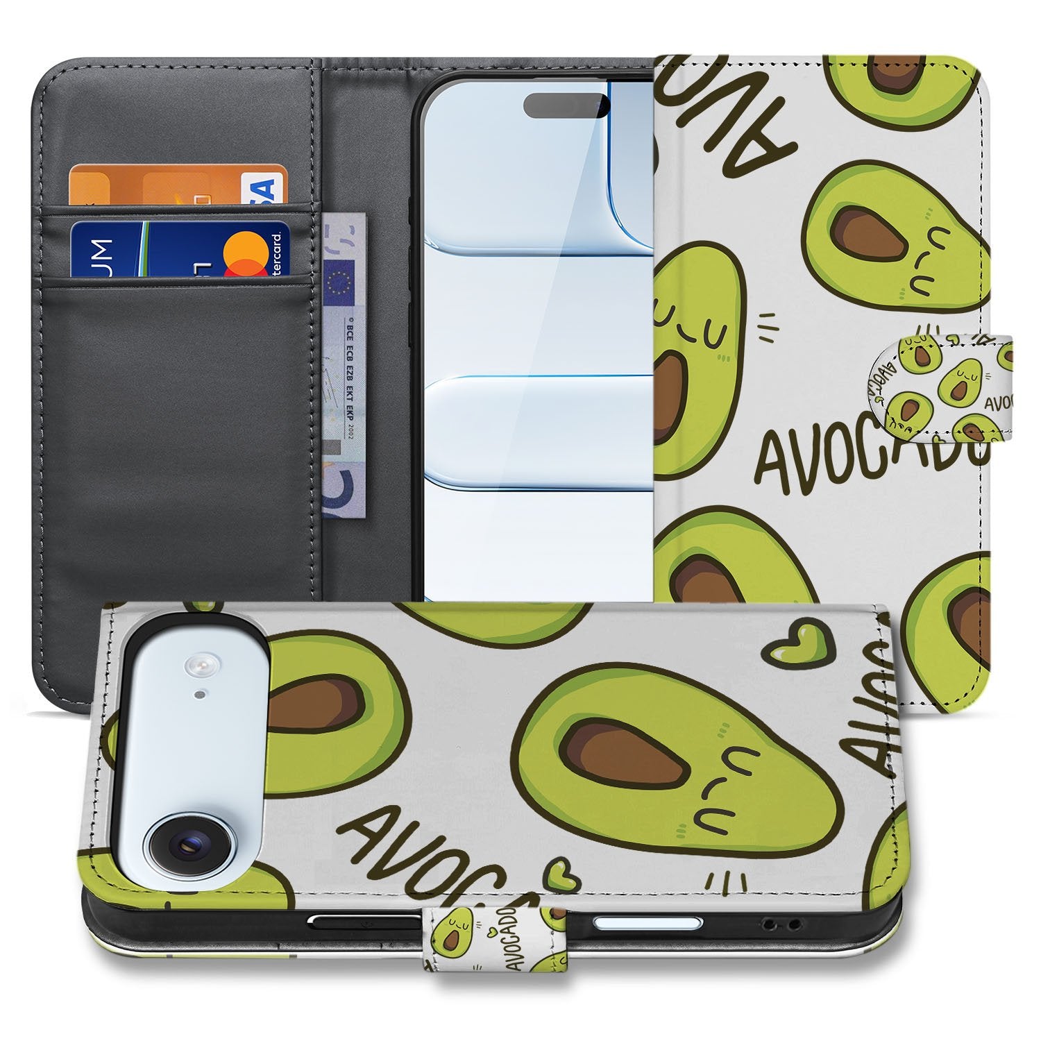 Avocado Singing Hoesje voor iPhone Air Book Case Avocado Singing Voorzijde