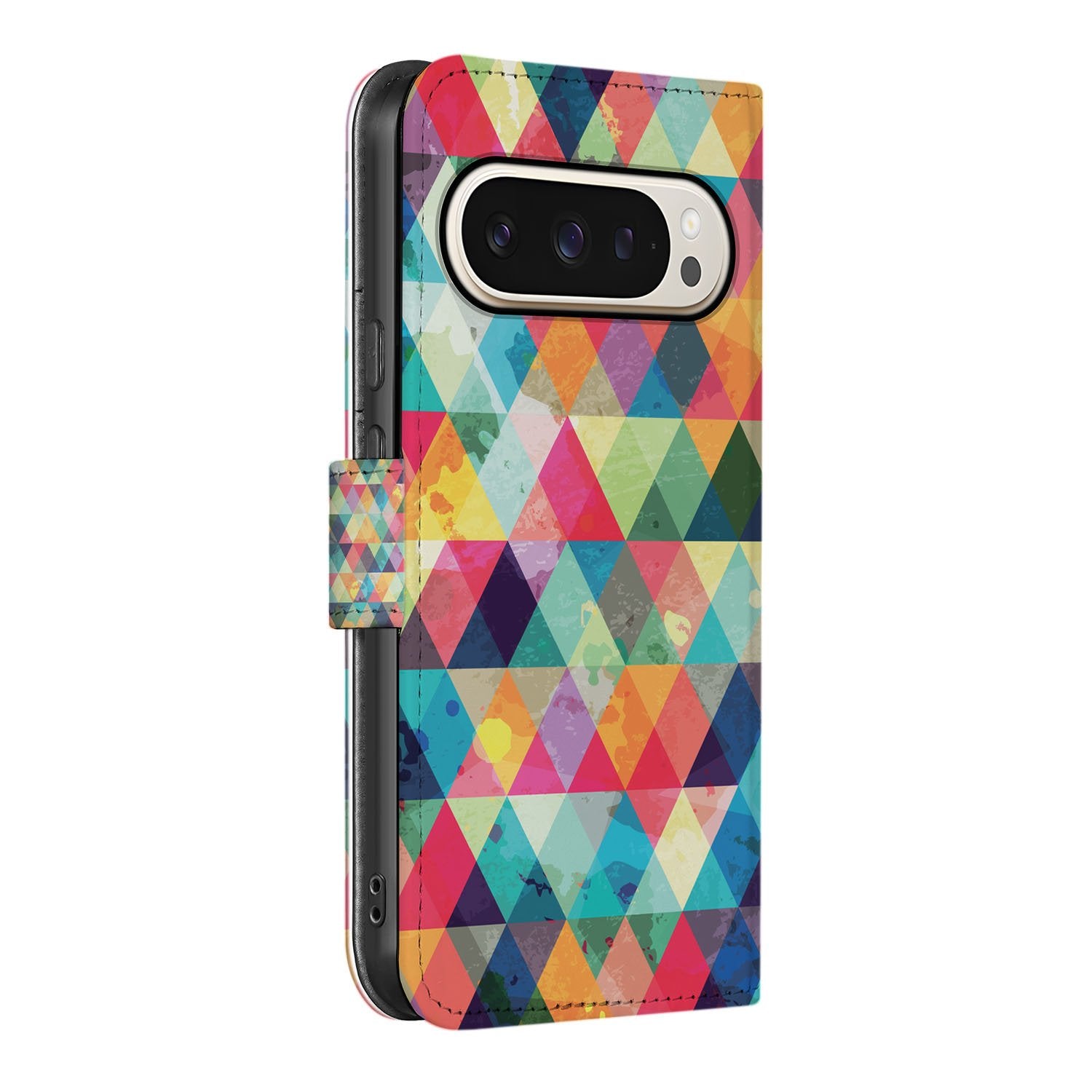 Geruit Google Pixel 10 | 10 Pro Telefoonhoesje Book Case kleurrijk design aanzicht