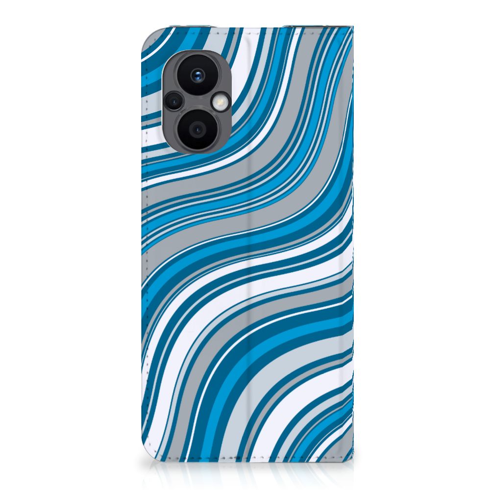 OPPO Reno8 Lite Hoesje met Magneet Waves Blue design Waves Blue aanzicht