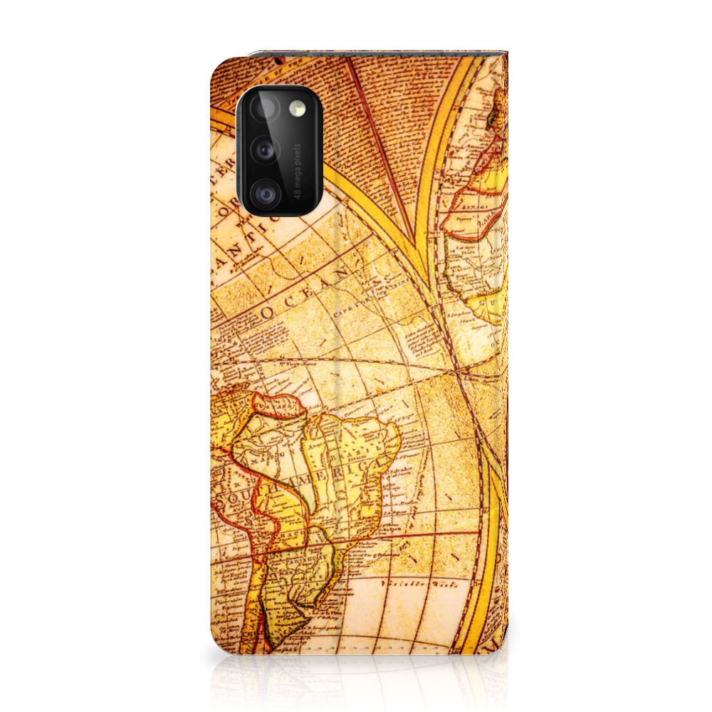 Samsung Galaxy A41 Book Cover Kompas wereldkaart vintage design voorkant