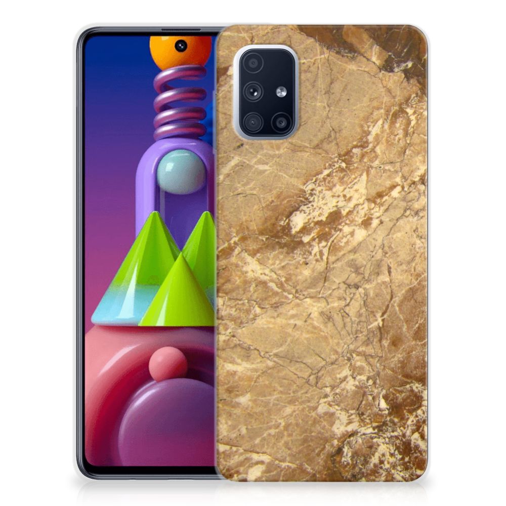 Samsung Galaxy M51 TPU Siliconen Hoesje Marmer Creme B2C Telecom