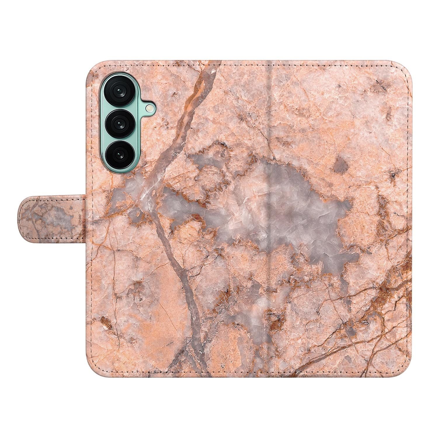 Samsung Galaxy A27 bookcase Marmer Oranje, open met pasjesvakken