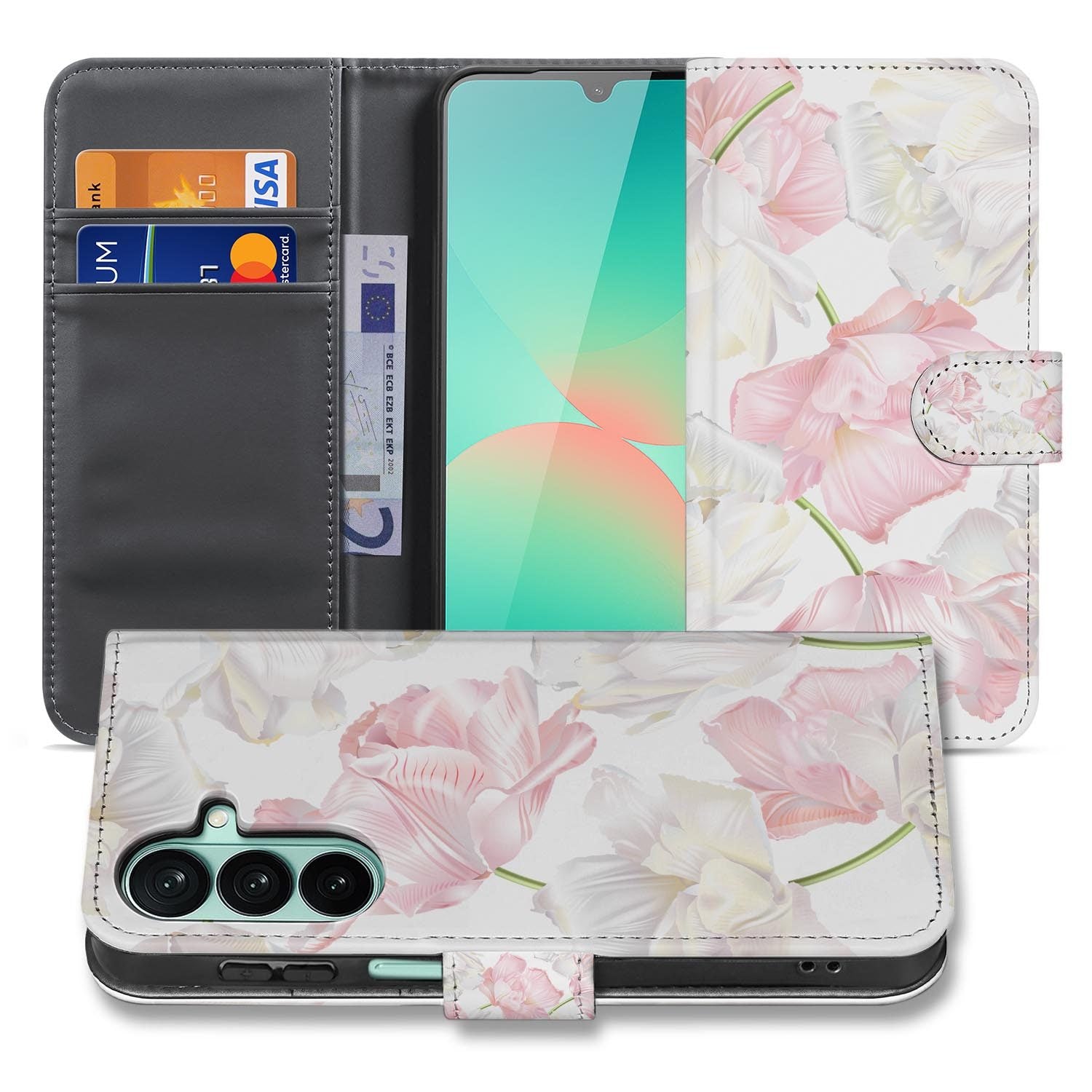 Samsung Galaxy A27 bookcase Lovely Flowers, voorkant met gesloten klep