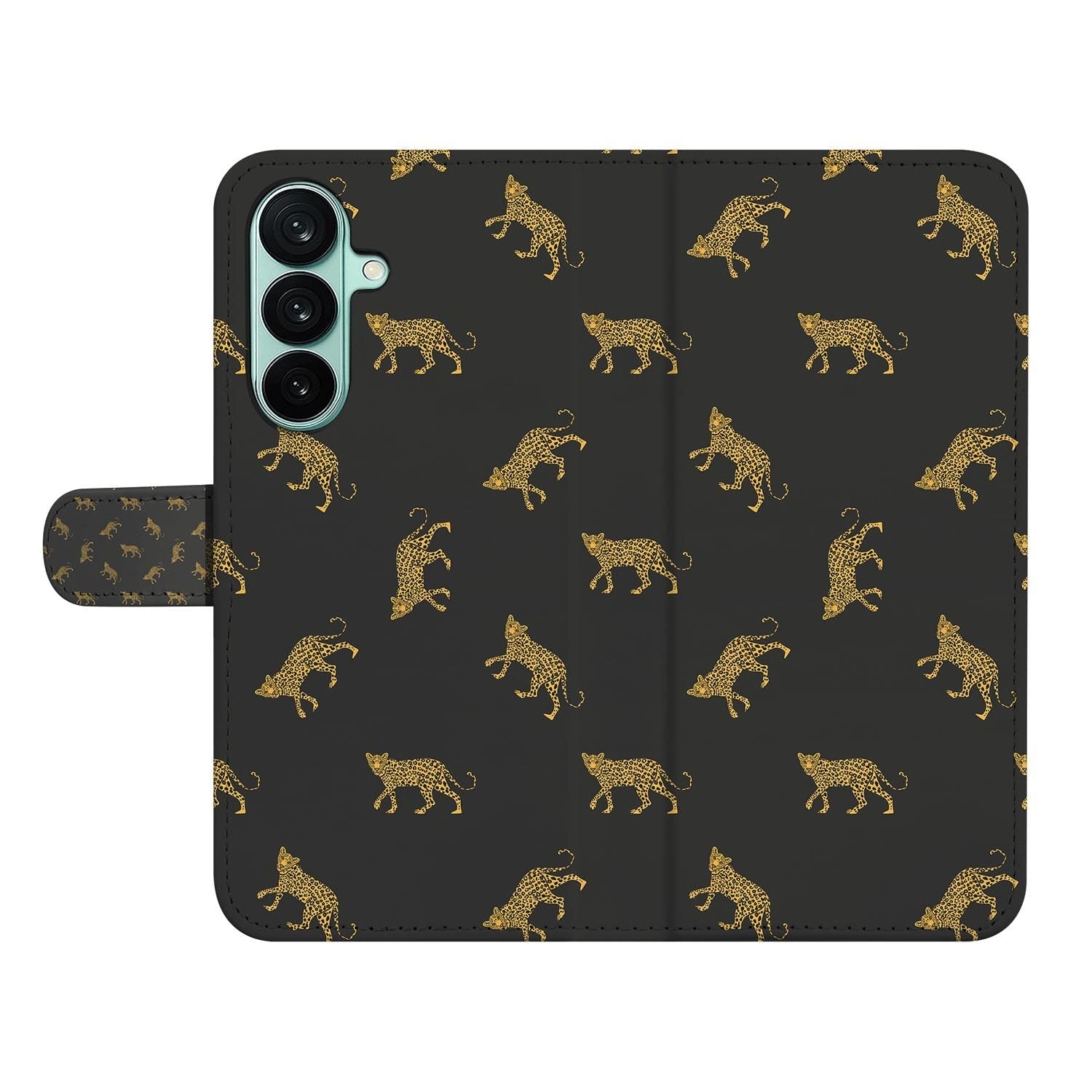 Samsung Galaxy A27 bookcase Leopards, open met pasjesvakken