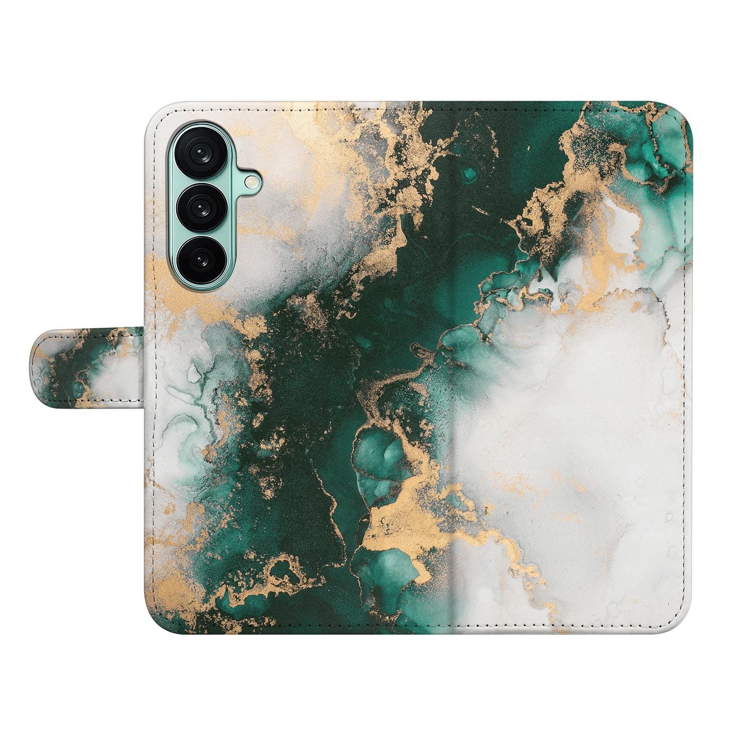 Samsung Galaxy A27 bookcase Marmer Groen, open met pasjesvakken