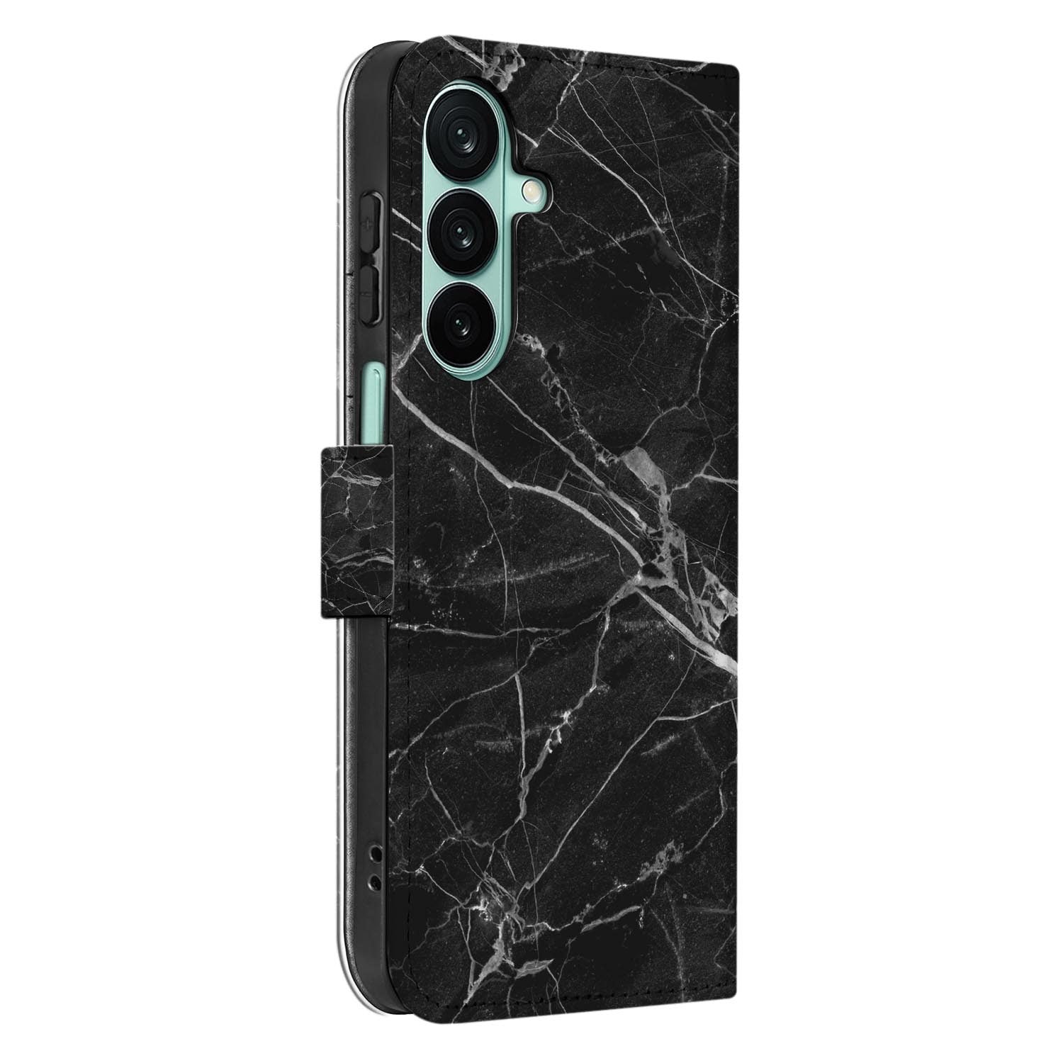 Samsung Galaxy A27 bookcase Marmer Zwart, detail van het stiksel