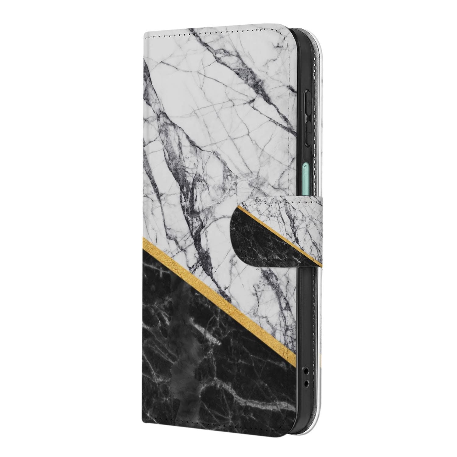 Samsung Galaxy A27 bookcase Marble White Black, achterkant met camera-uitsparing