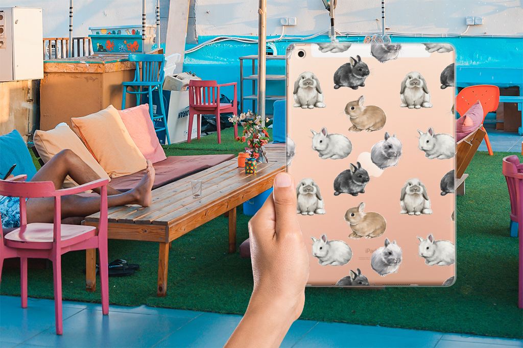 Back Case voor Apple iPad 10.2 | iPad 10.2 (2020) | 10.2 (2021) Konijntjes design voorkant