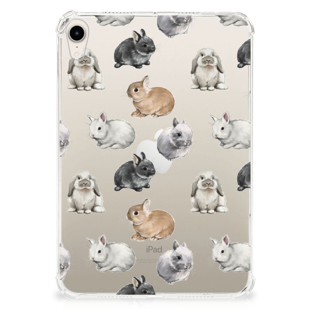 Back Case voor Apple iPad mini 6 (2021) Konijntjes met schattige konijntjes in verschillende kleuren.