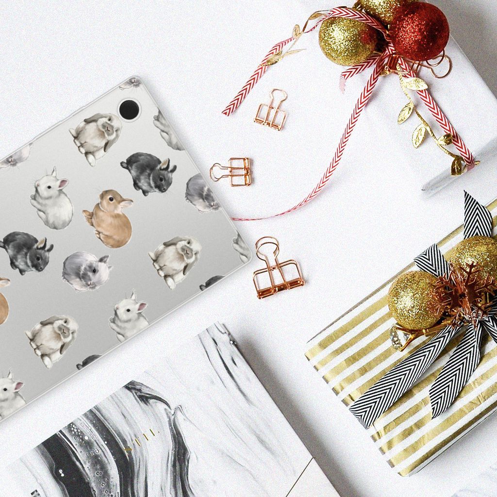 Samsung Galaxy Tab A8 2021/2022 Back Case Konijntjes ontwerp bovenaanzicht