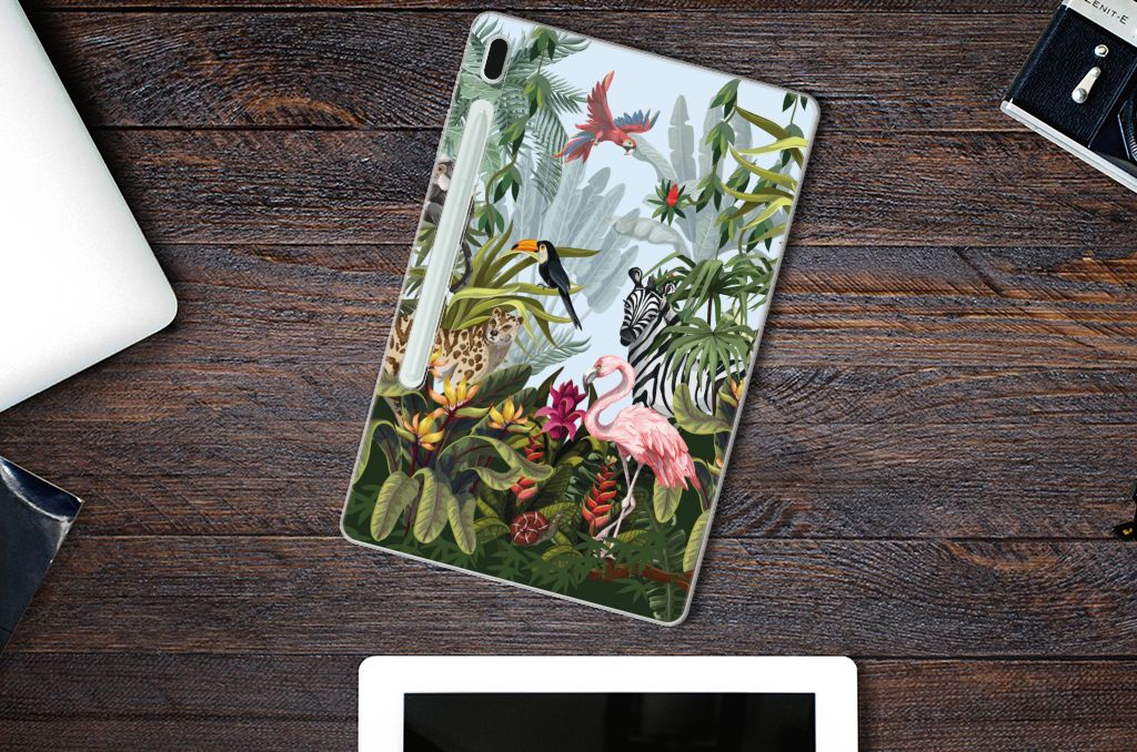 Samsung Galaxy Tab S7FE Back Case Jungle design bovenaanzicht