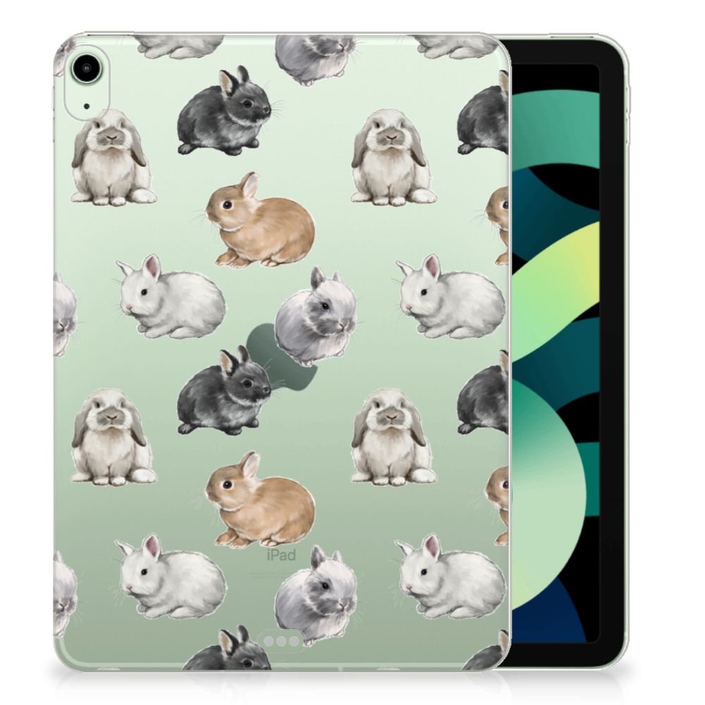 Back Case voor iPad Air (2020/2022) 10.9 inch Konijntjes met schattige konijnen in verschillende kleuren.