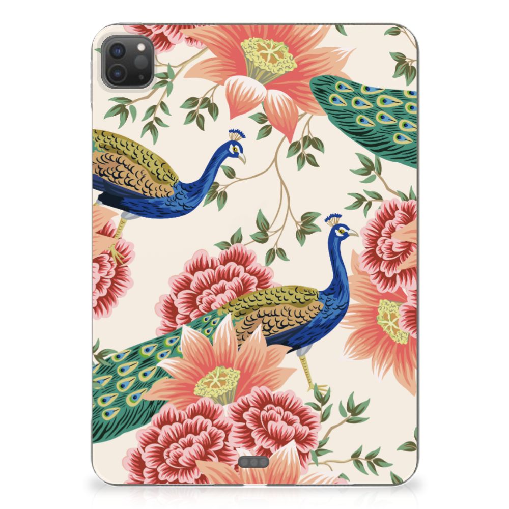 Back Case voor iPad Pro 11 (2024) Pink Peacock design achterzijde