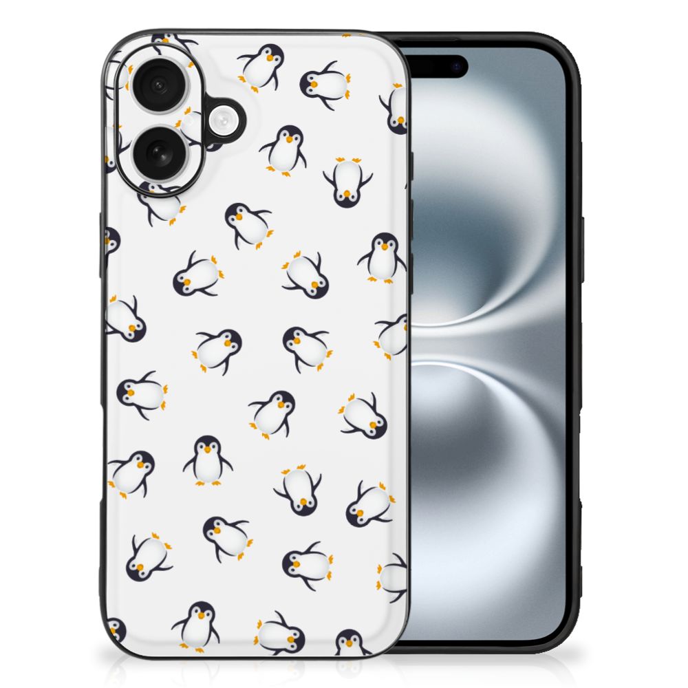 Apple iPhone 16 Back Case voor iPhone 16 Pinguïn design pinguïns aanzicht