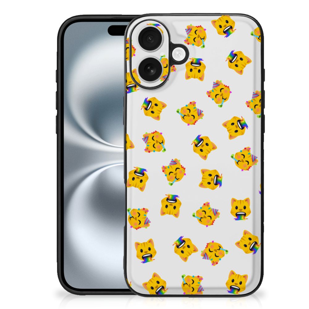 Back Case voor iPhone 16 Plus Katten Emojis design kattenemojis achterkant