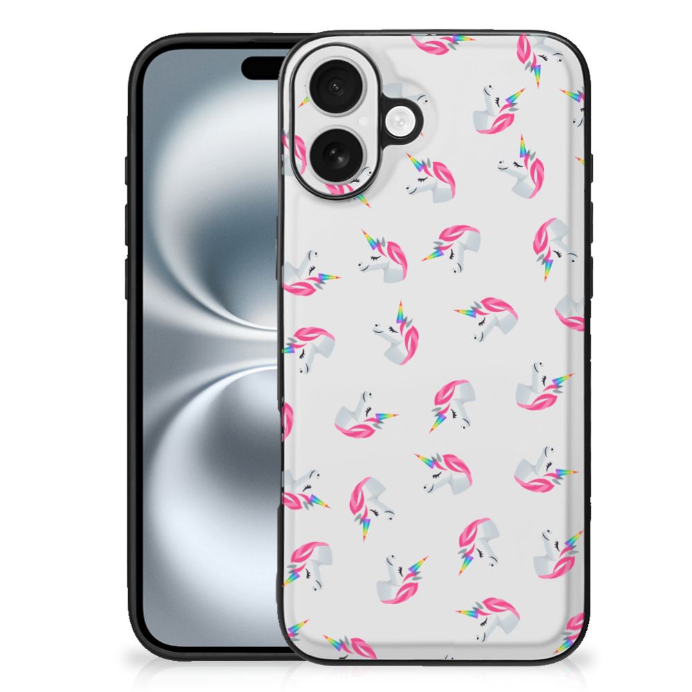 Apple iPhone 16 Plus Back Case voor iPhone 16 Plus Unicorns design unicorns aanzicht