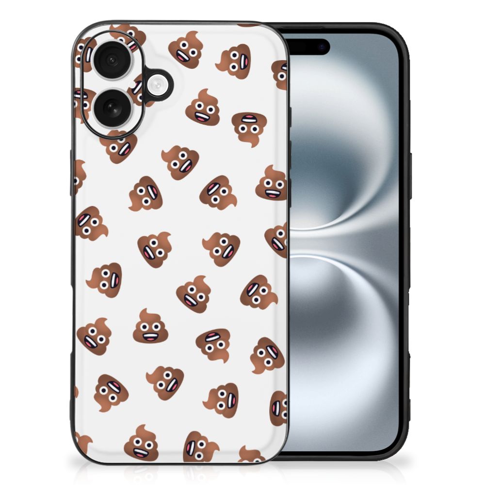 Back Case voor iPhone 16 Poep Emojis hoesje poep emoji design achterkant