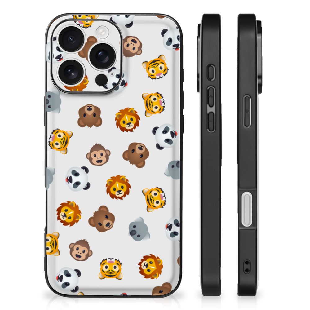 Back Case voor iPhone 16 Pro Dieren Emojis design dieren emojis aanzicht