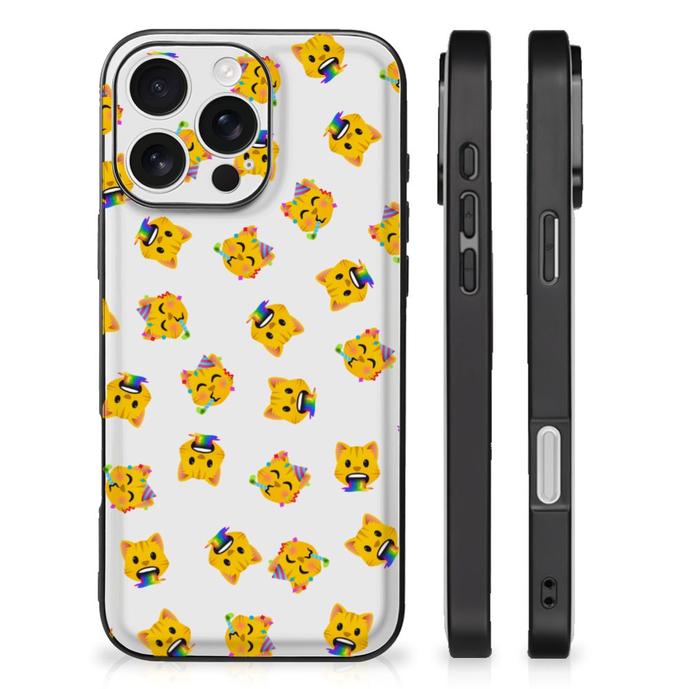 Apple iPhone 16 Pro Back Case voor iPhone 16 Pro Katten Emojis zij aanzicht
