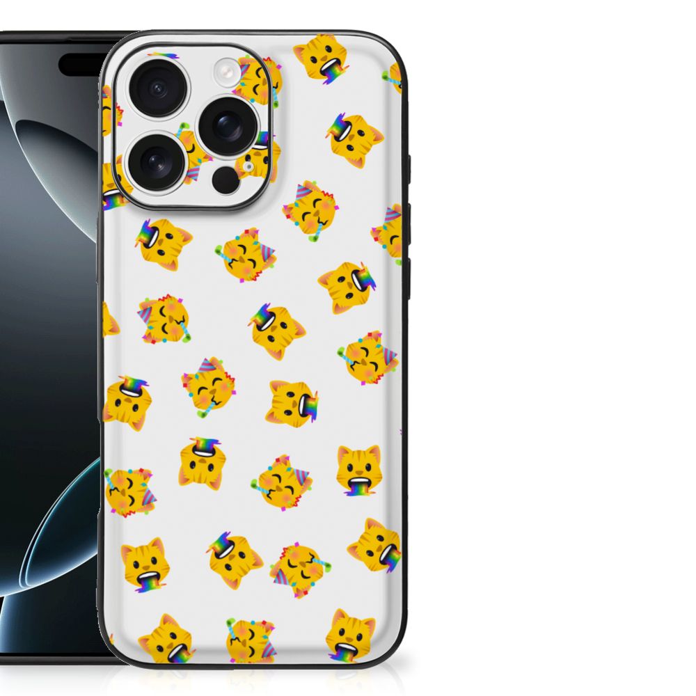 Back Case voor iPhone 16 Pro Max Katten Emojis katten emojis design voorkant