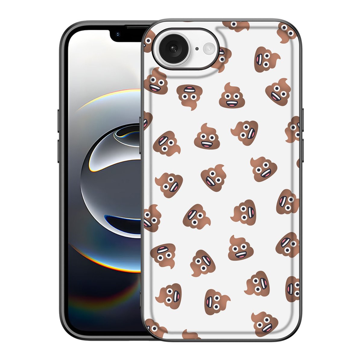 iPhone 16e Back Case voor iPhone 16e Poep Emojis design poep emojis aanzicht
