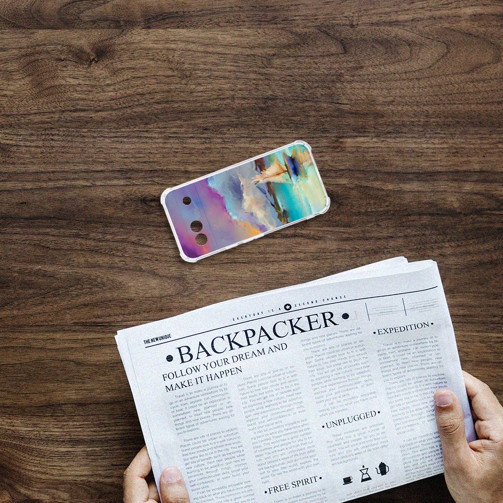 Back Cover Google Pixel 8A Boat kleurrijk ontwerp bovenaanzicht