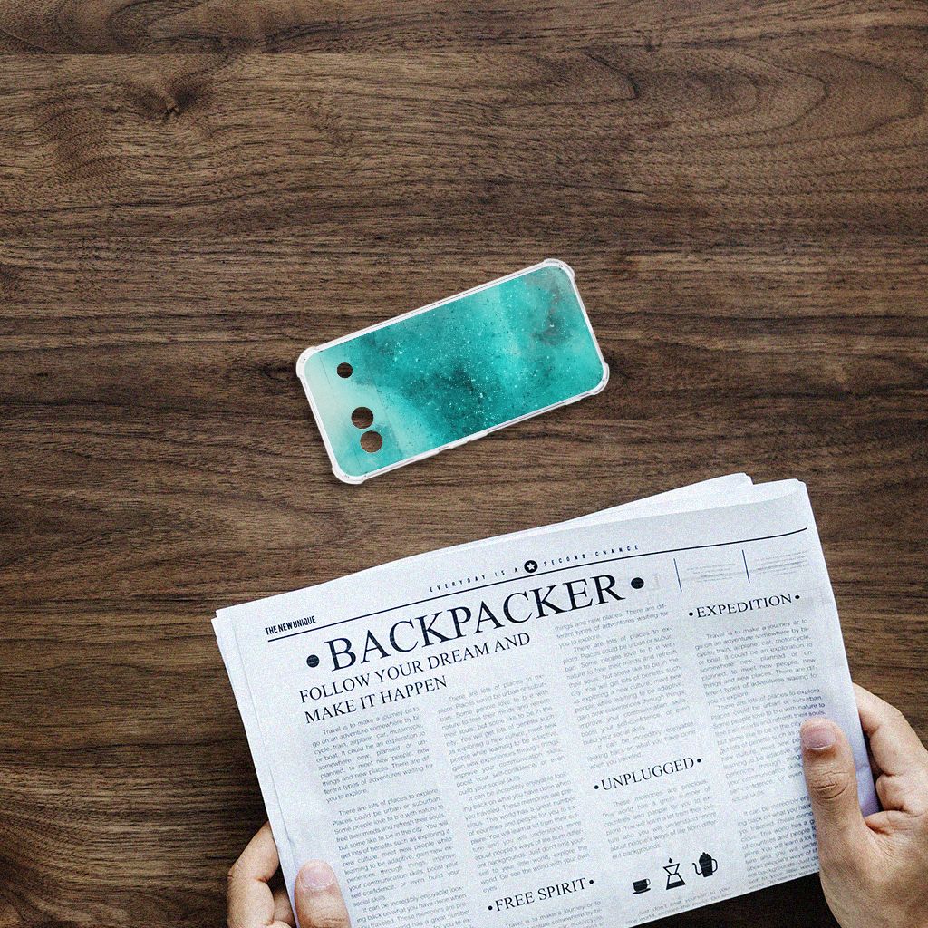 Google Pixel 8A Back Cover Painting Blue bovenaanzicht