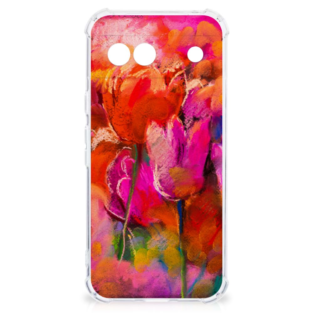 Google Pixel 8A Back Cover Tulips design achteraanzicht