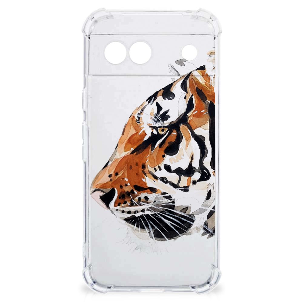 Google Pixel 8A Back Cover Watercolor Tiger zijkant