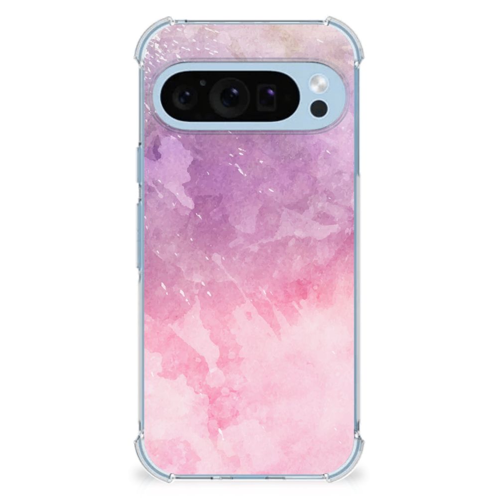 Back Cover Google Pixel 9 | 9 Pro Pink Purple Paint design achterkant