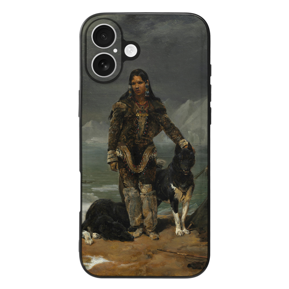 Apple iPhone 16 Back Cover Hoesje Maken kunst afbeelding hond en vrouw aan zee