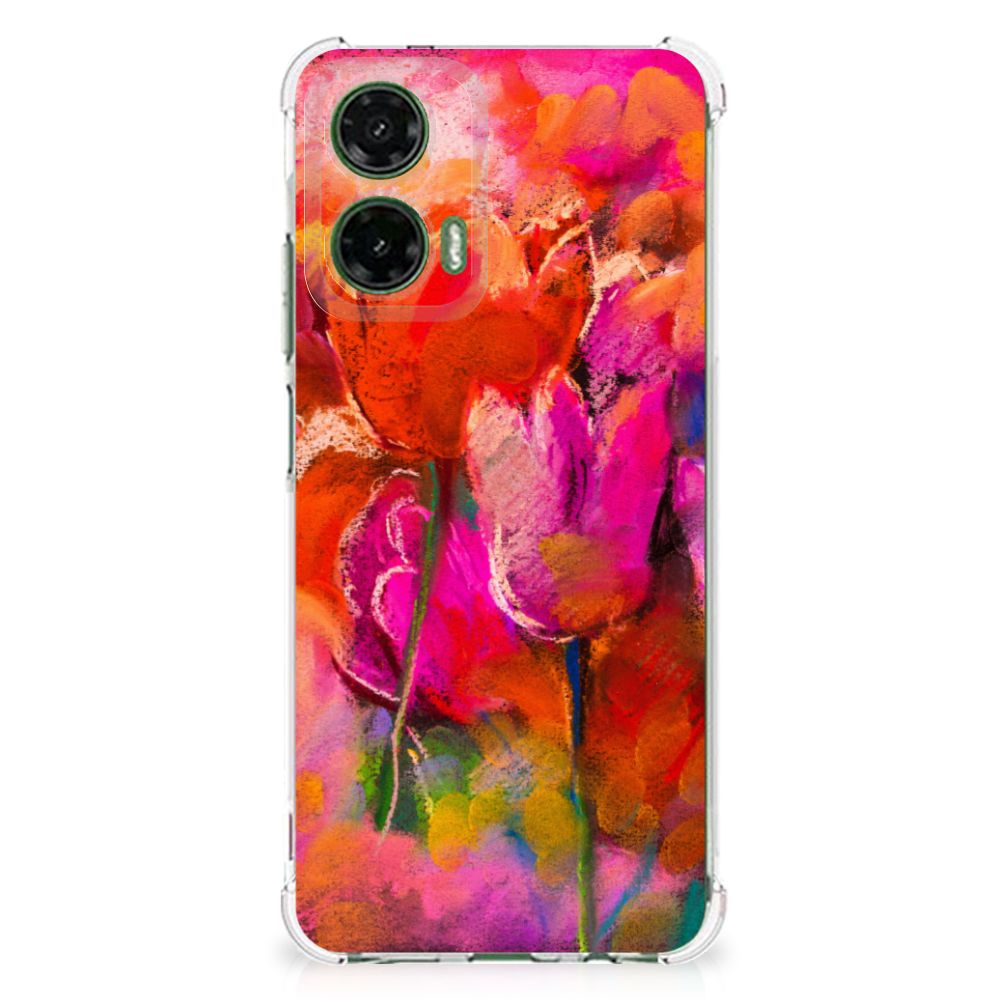 Back Cover Motorola Moto G35 Tulips achterkant tulpen design
