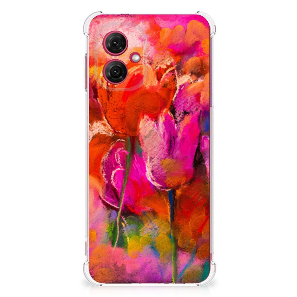 Back Cover Motorola Moto G55 Tulips achterkant kleurrijk design