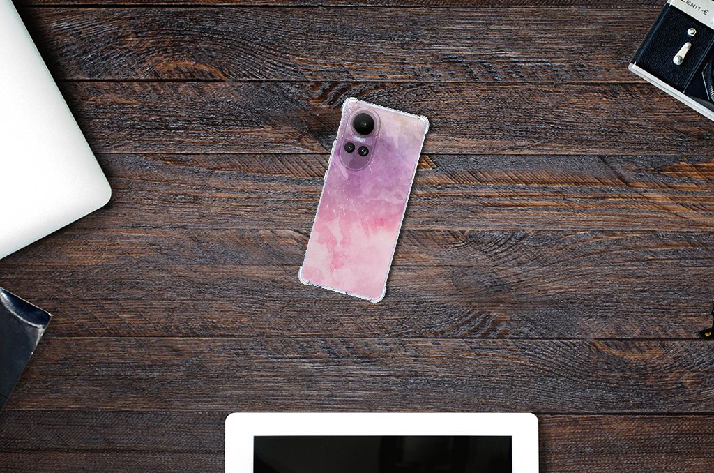 OPPO Reno10 10 Pro Back Cover Pink Purple Paint bovenaanzicht