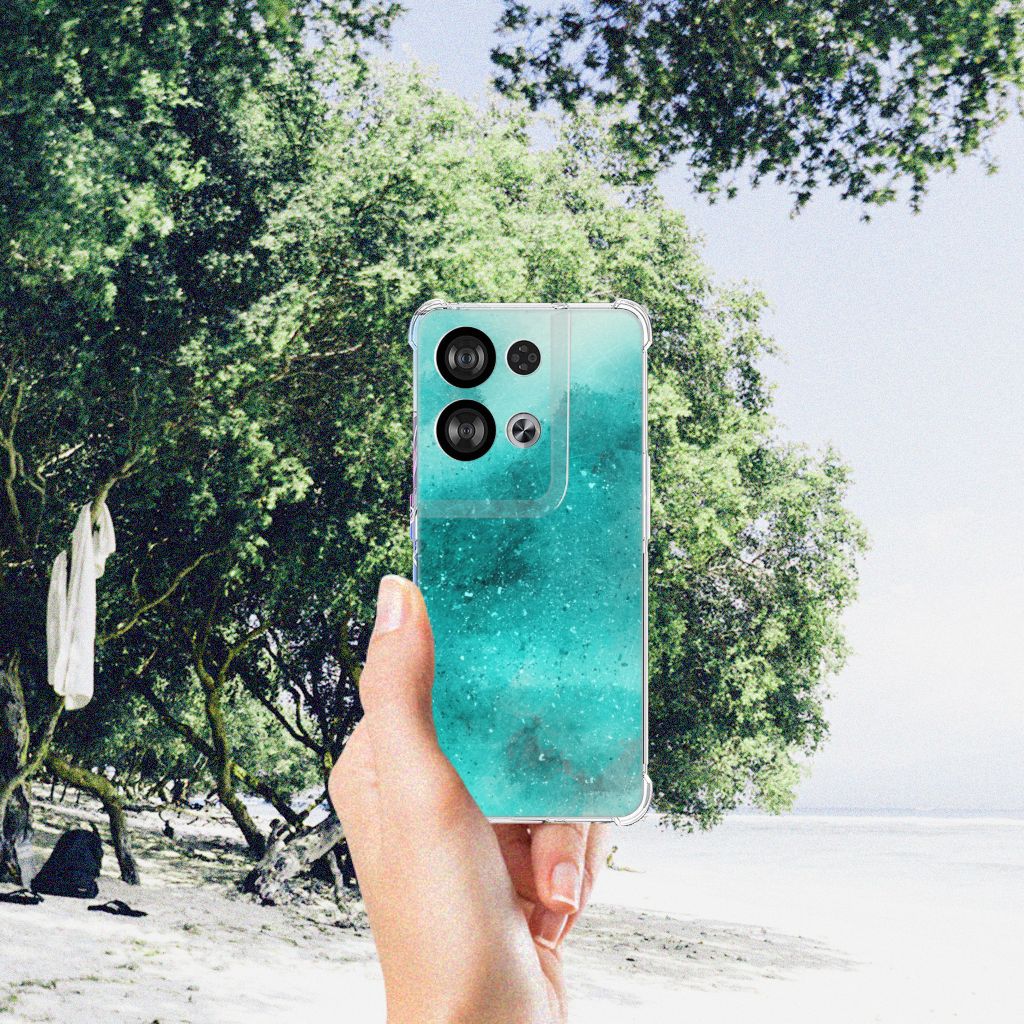 Back Cover OPPO Reno8 Painting Blue transparant hand palm design