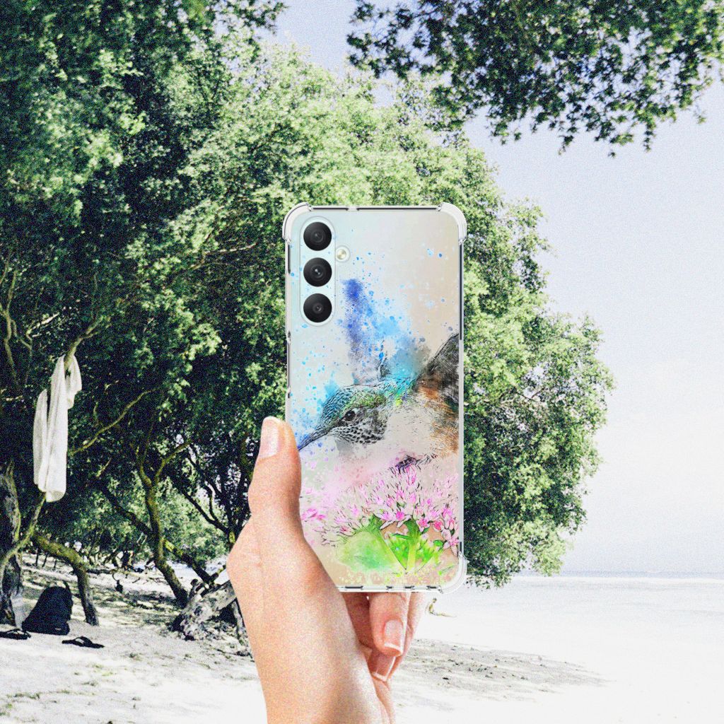 Samsung Galaxy A05s Back Cover Vogel kleurig design hand aanzicht