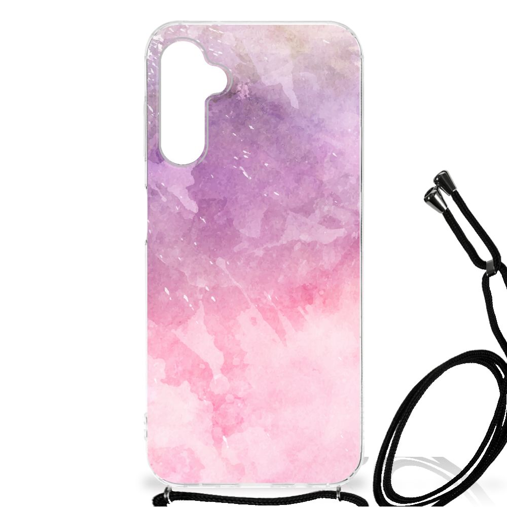 Back Cover Samsung Galaxy A14 5G Pink Purple Paint design with flexible rubber material.