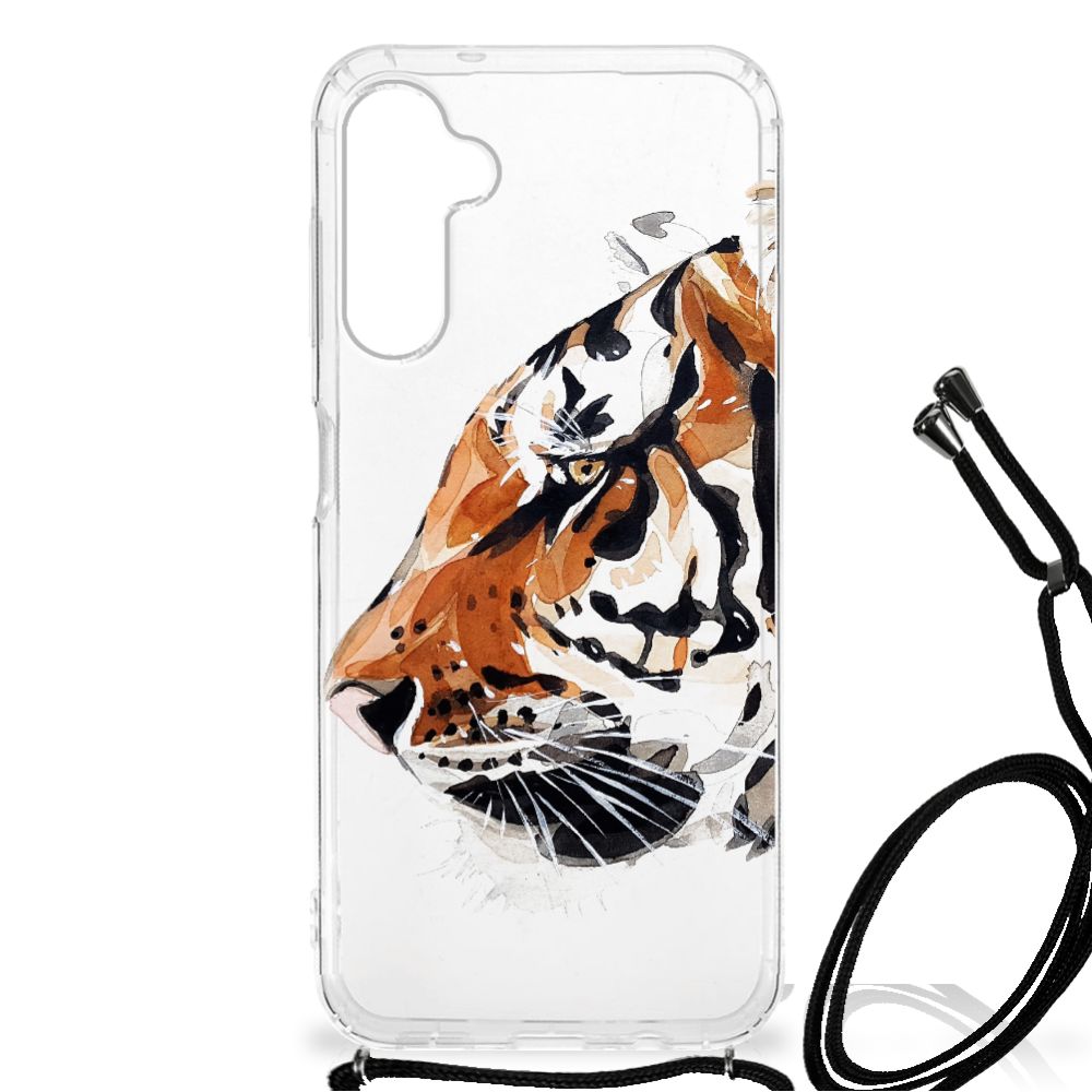 Back Cover Samsung Galaxy A14 5G Watercolor Tiger design featuring a colorful tiger illustration on a clear case.