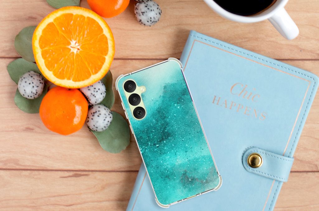 Samsung Galaxy A35 Back Cover Painting Blue bovenaanzicht