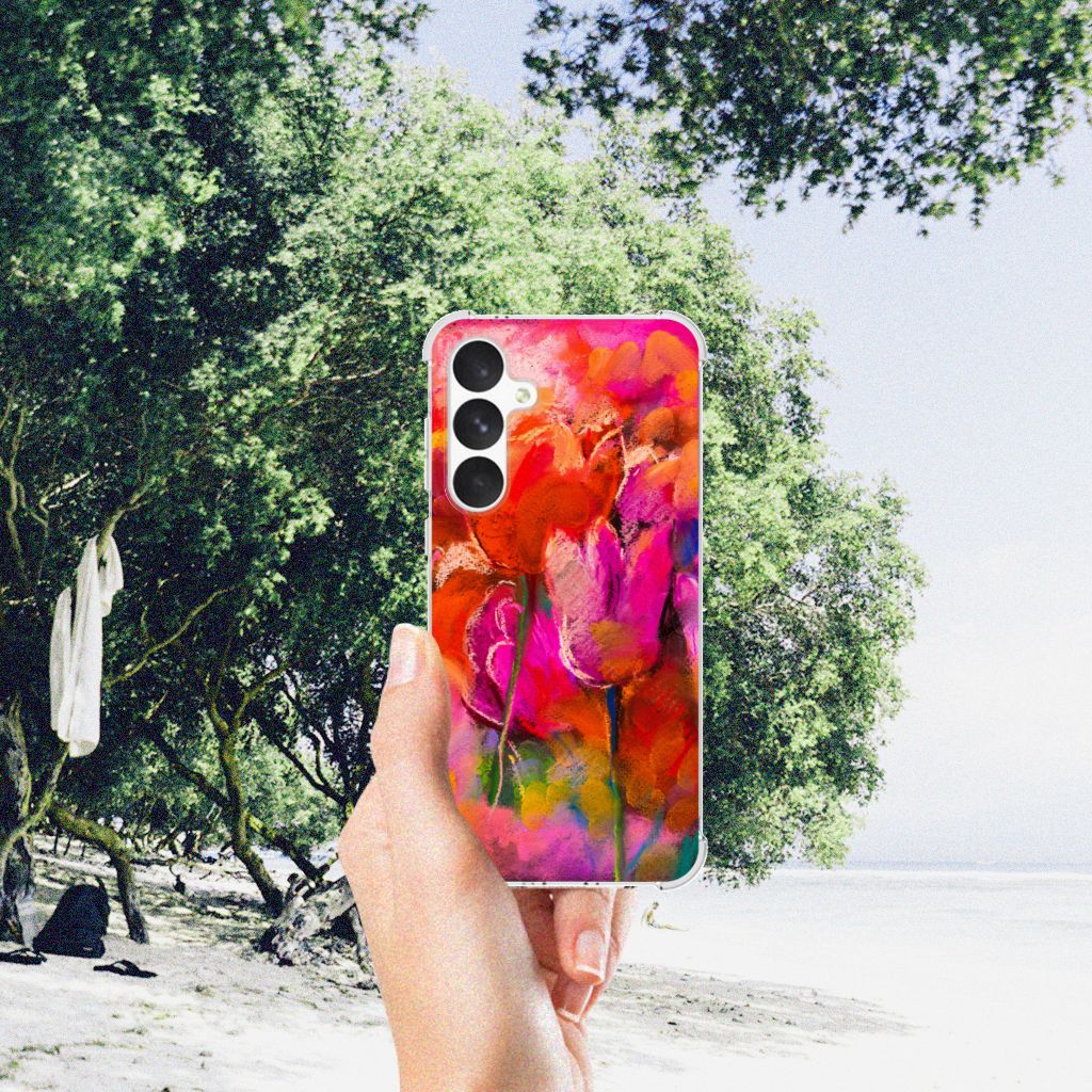 Samsung Galaxy A55 Back Cover Tulips voorkant hand strand