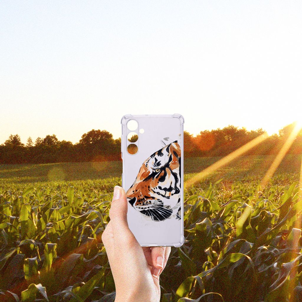 Samsung Galaxy M54 Back Cover Watercolor Tiger achterzijde hand natuur