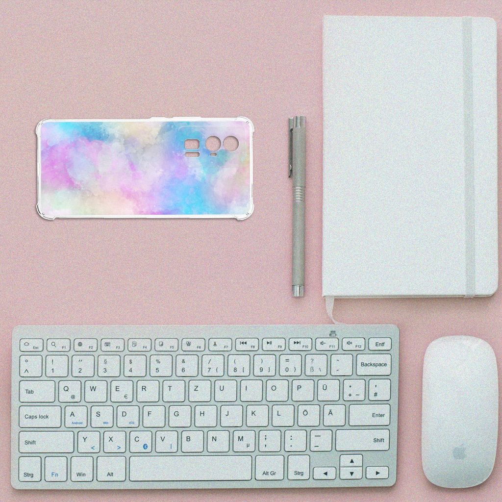 Back Cover Xiaomi Poco F5 Pro Watercolor Light bovenzijde met toetsenbord notitieboek pen muis